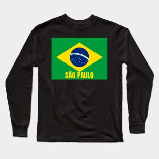 São Paulo City in Brazilian Flag Long Sleeve T-Shirt